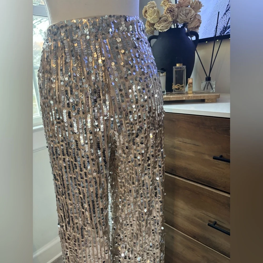 Cream Sequin Pants - Picture 5 of 6